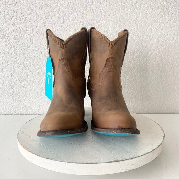 NEW Lane PLAIN JANE PJ Womens Cowboy Bootie Sz 7.5 Brown Western Cowgirl Boots - Picture 5 of 11